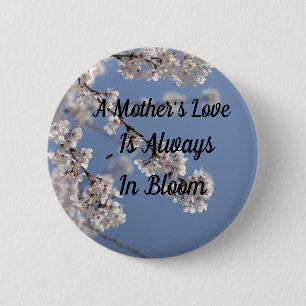De liefde van een moeder, mooi, kersenboom bloesem ronde button 5,7 cm