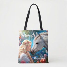 De liefde van een prinses voor haar eenhoorn tote bag