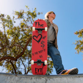 De liefde van geld kwaad rode doedel Christelijk Persoonlijk Skateboard