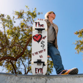 De liefde van geld kwaad rode graffiti Christelijk Persoonlijk Skateboard