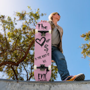 De Liefde van Geld Kwaad Roze Doodle Persoonlijk Skateboard