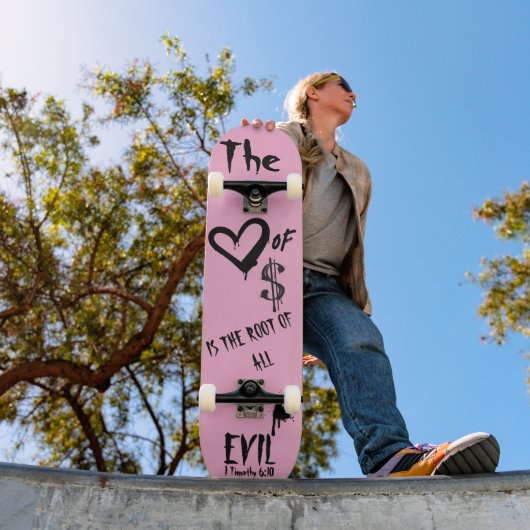De Liefde van Geld Kwaad Roze Doodle Persoonlijk Skateboard (Buiten 1)