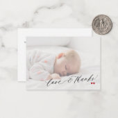 De liefde van het baby shower en het manuscriptfot notitiekaartje (Voorkant / Achterkant in situ)