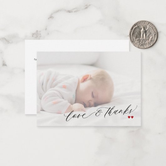 De liefde van het baby shower en het manuscriptfot notitiekaartje (Voorkant / Achterkant in situ)