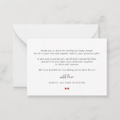 De liefde van het baby shower en het manuscriptfot notitiekaartje (Achterkant)