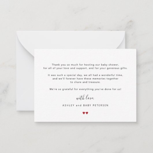 De liefde van het baby shower en het manuscriptfot notitiekaartje (Achterkant)