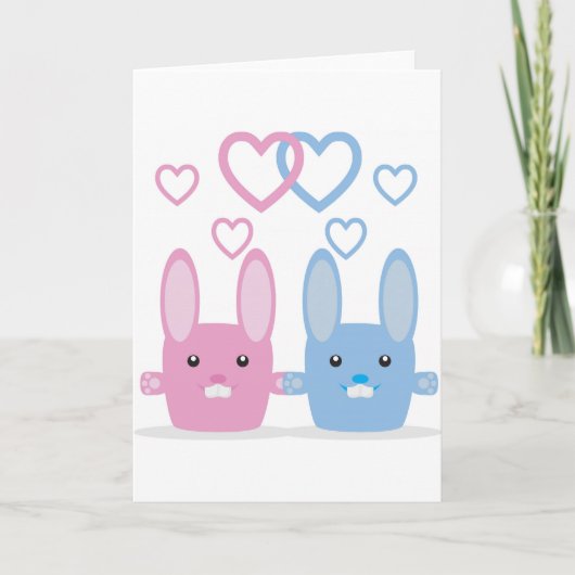 De liefde van het konijntje feestdagen kaart (Voorkant)