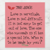 de liefde wijn etiket (Enkel label)