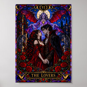 De Liefdes Tarotkaart Gotische Vampier Gebrandschi Poster