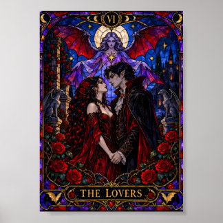 De Liefdes Tarotkaart Gotische Vampier Gebrandschi Poster