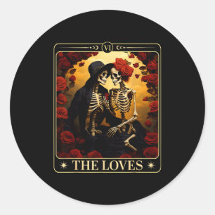 De Liefdes Tarotkaart Skelet Valentijnsdag Hallowe Ronde Sticker
