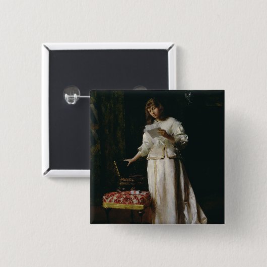 De liefdesbrief vierkante button 5,1 cm (Voorkant /achterkant)