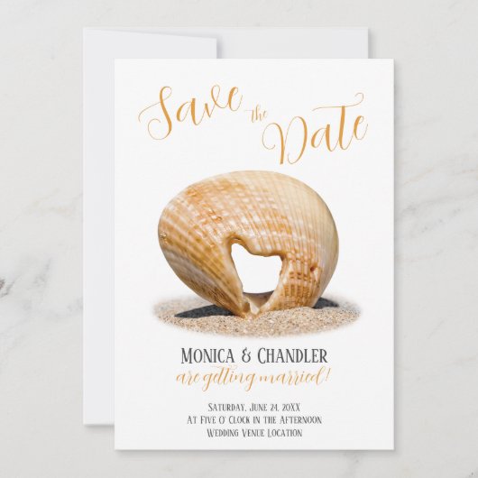 De Liefdeshart Schelp, Trouwen, Bewaar De Datum Save The Date (Voorkant)