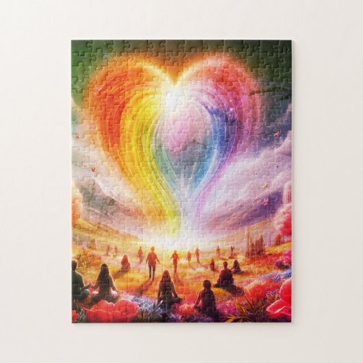 De liefdesregenboog overal over de mensen legpuzzel (Verticaal)