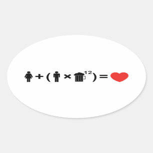 De liefdesvergelijking voor mannen ovale sticker
