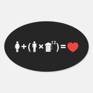 De liefdesvergelijking voor mannen ovale sticker