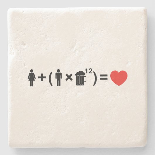 De liefdesvergelijking voor mannen stenen onderzetter (Voorkant)