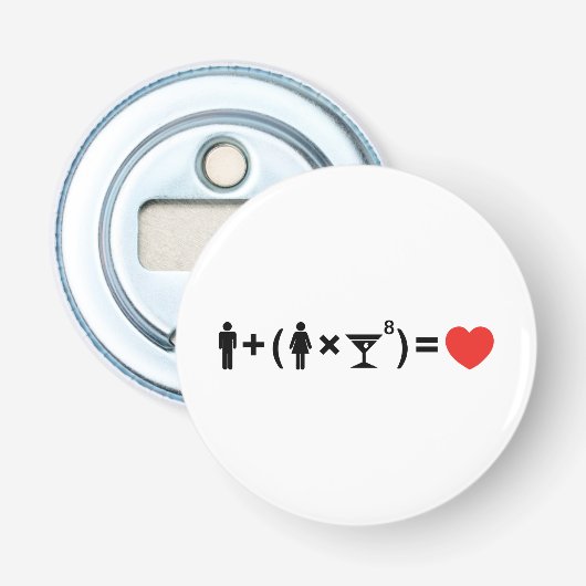 De liefdesvergelijking voor vrouwen button flesopener (Voorkant)