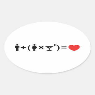 De liefdesvergelijking voor vrouwen ovale sticker
