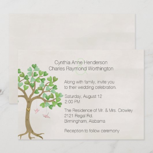 De liefdevolle boom bruiloft uitnodiging (Voorkant / Achterkant)