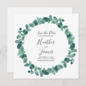 De liefdevolle Eucalyptusbruiloft bewaart de datum Save The Date (Voorkant / Achterkant)
