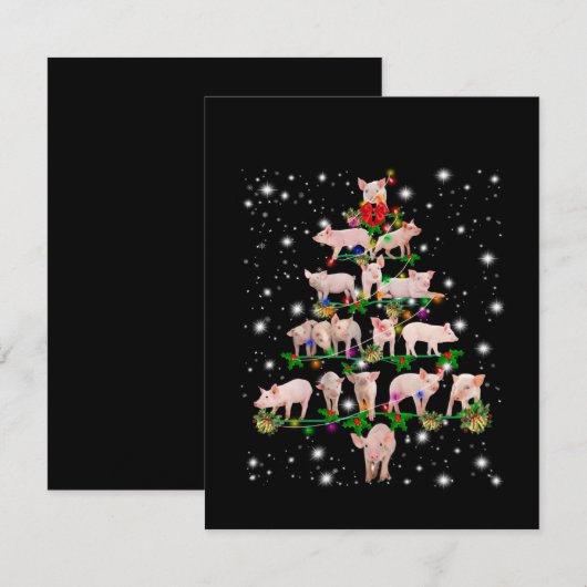 De liefdevolle kerstboom van het Varkenshaar die d Bedankkaart (Voorkant / Achterkant)
