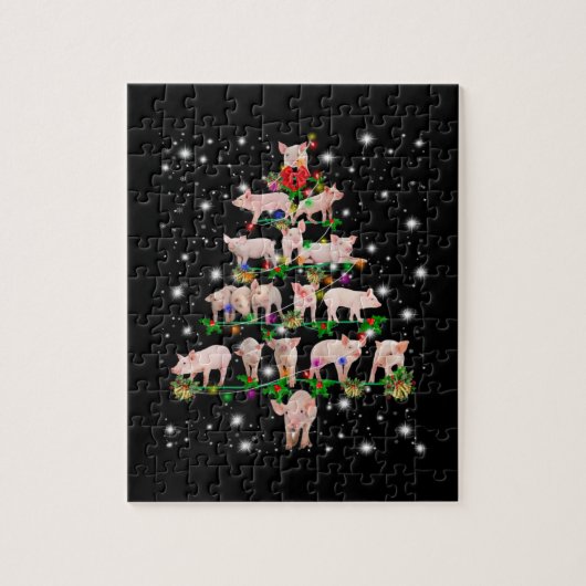 De liefdevolle kerstboom van het Varkenshaar die d Legpuzzel (Verticaal)