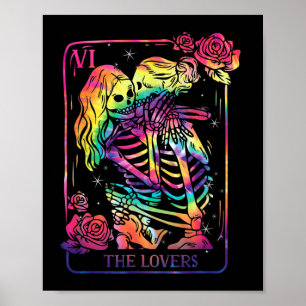 De Liefers Tarotkaart Goth Tie Dye Kissende Lesbie Poster