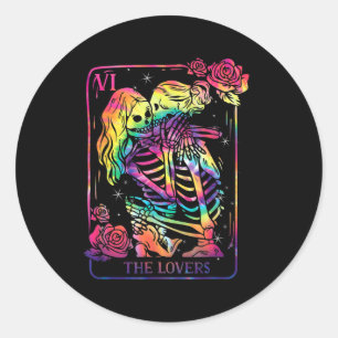 De Liefers Tarotkaart Goth Tie Dye Kussende Lesbie Ronde Sticker