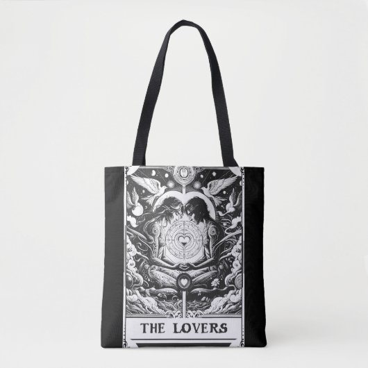 DE LIEFHEBBER Tarot Hemels Paar Zwart & Wit Tote Bag (Voorkant)