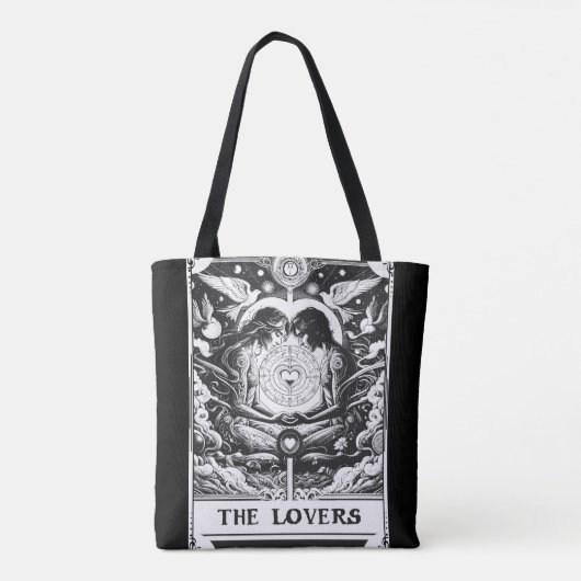 DE LIEFHEBBER Tarot Hemels Paar Zwart & Wit Tote Bag (Achterkant)