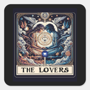 DE LIEFHEBBEREN Tarot Hemelse Man & Vrouw Soulmate Vierkante Sticker