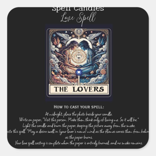 DE LIEFHEBBERS Etherische Tarot Liefdes spreuk Int Vierkante Sticker (Voorkant)