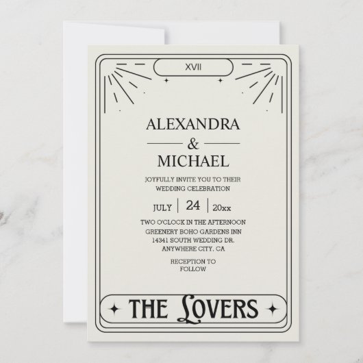 De liefhebbers Mystiek Zwart Tarot Kaart Bruiloft (Voorkant)