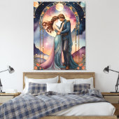 De liefhebbers - schilderij geïnspireerd op tarots canvas afdruk (Insitu (Slaapkamer))