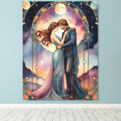 De liefhebbers - schilderij geïnspireerd op tarots canvas afdruk (Insitu (Houten vloer))