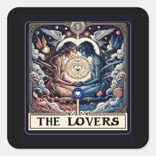 DE LIEFHEBBERS Tarot Celestial Man & Vrouw Soulmat Vierkante Sticker (Voorkant)