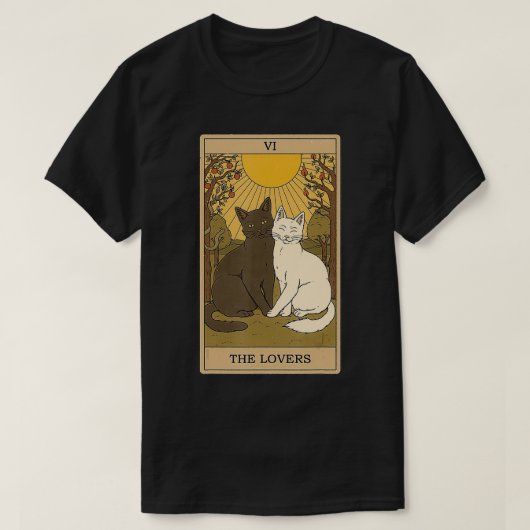 De liefhebbers  Tarot d Magic Occult Cat T-shirt (Design voorkant)
