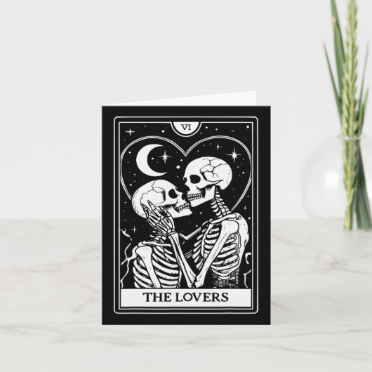 De liefhebbers Tarot Kaart - Kissing Skeletons - H (Voorkant)