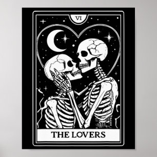 De liefhebbers Tarot Kaart - Kissing Skeletons - H Poster
