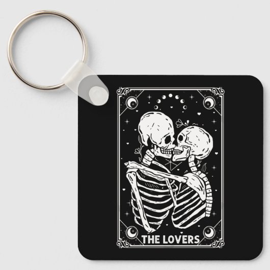 De liefhebbers Tarot Kaart Skelet Valentijn Gothic Sleutelhanger (Voorkant)