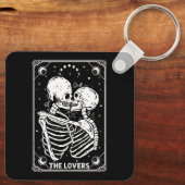 De liefhebbers Tarot Kaart Skelet Valentijn Gothic Sleutelhanger (Achterkant)