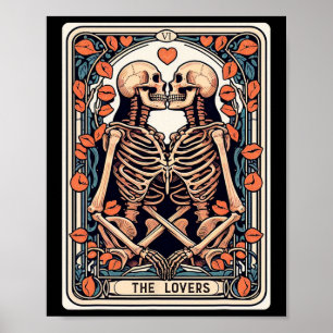 De liefhebbers Tarot Kaart Skeleton Gothic Hallowe Poster