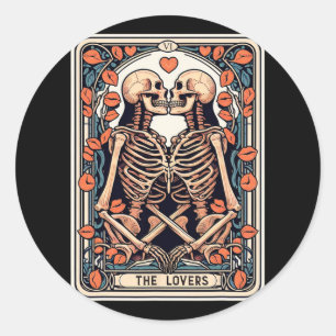 De liefhebbers Tarot Kaart Skeleton Gothic Hallowe Ronde Sticker