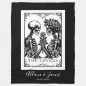 De liefhebbers Tarot Kaart Skeletten Monogram Brui Fleece Deken (Voorkant)