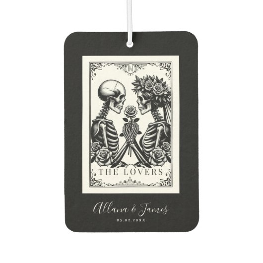 De liefhebbers Tarot Kaart Skeletten Monogram Brui Luchtverfrisser (Voorkant)