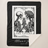 De liefhebbers Tarot Kaart Skeletten Monogram Brui Sherpa Deken (Voorkant)