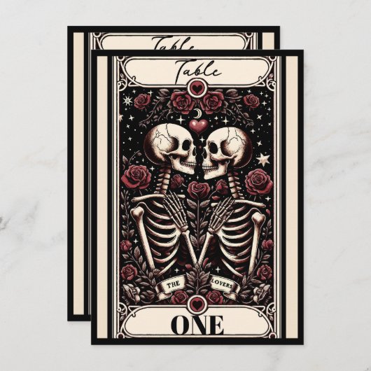DE LIEFHEBbers Tarot Skelet Liefde Rozen Tafel Num Kaart (Voorkant / Achterkant)
