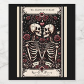 DE LIEFHEBBERS Tarot Skelet Love Red Roses Bruilof Wijn Etiket (Enkel label)