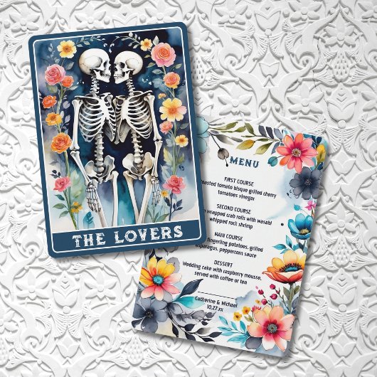 De liefhebbers Tarot Skeletten Bloemen Gotische Br Menu